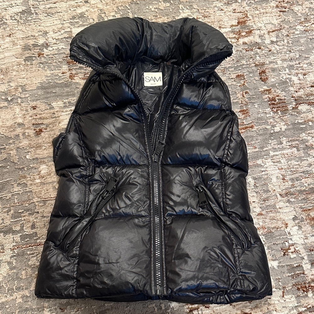 SAM Shiny Black Quilted Vest